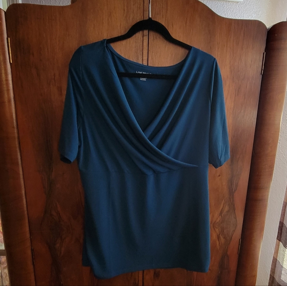 LANE BRYANT Blue S/S Surplice Blouse Sz 18/20